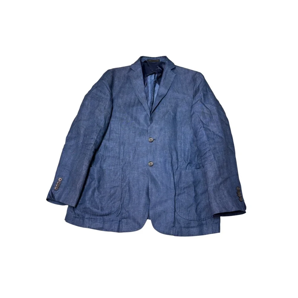 Jos A Bank Reserve Navy Herringbone 100% Linen Blazer Sport Coat Mens 40R